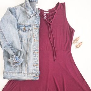 Burgundy Criss-Cross Dress